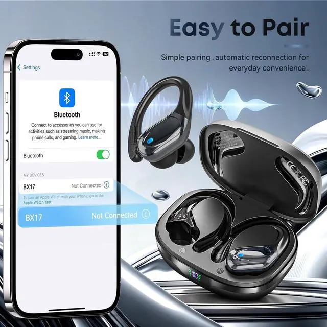 Alt view image 4 of 7 - Wireless Earbuds Sports Bluetooth Headphones Noise Canceling Ear Buds with 80hr Playtime LED Power Display IPX7 Waterproof Earphones for Gym/Workout