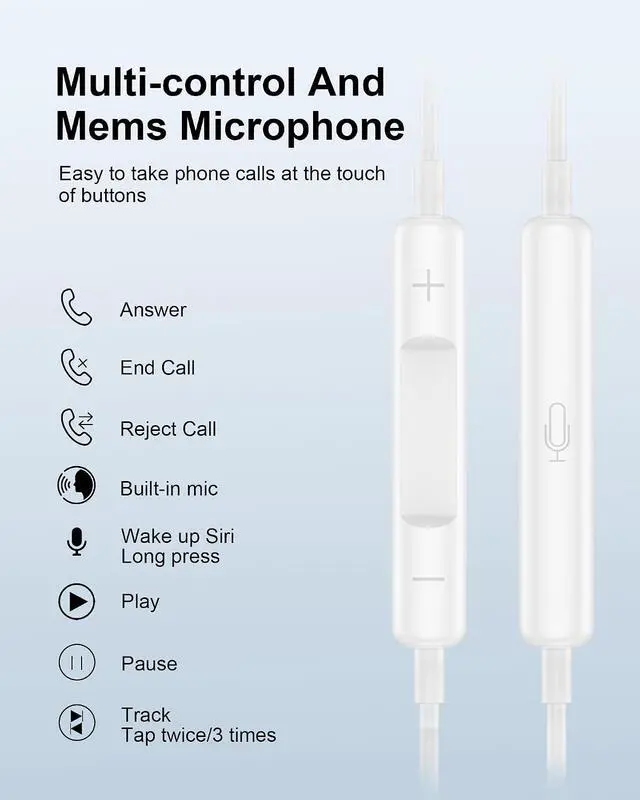 Alt view image 3 of 7 - Wired Lightning Ear Buds for iPhone 14 13 Pods Headphones Earphones | i Phone 14+ 14Pro 13 12 11 Pro Max Plus Lightening Connector Ear phones with Microphone Lighting Air Pods Airpods