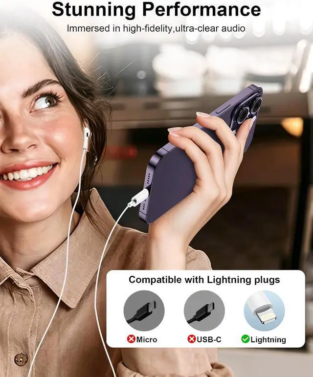 Alt view image 5 of 7 - Wired Lightning Ear Buds for iPhone 14 13 Pods Headphones Earphones | i Phone 14+ 14Pro 13 12 11 Pro Max Plus Lightening Connector Ear phones with Microphone Lighting Air Pods Airpods