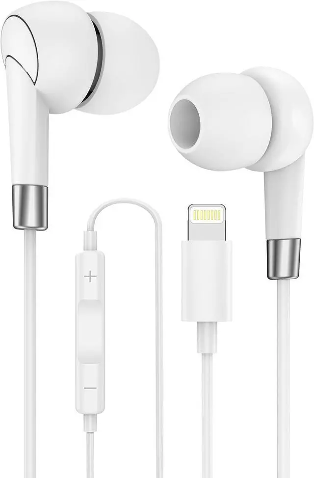 Main image of Lightning Earbuds for Wired Headphones with Microphone for iPhone | MFI Corded Earphones EarPods Audifonos HiFi In-Ear Buds for Gym Commuting iPhone 14 Pro Max 13 12 11 SE2 XS XR X 8 Plus 7 6s