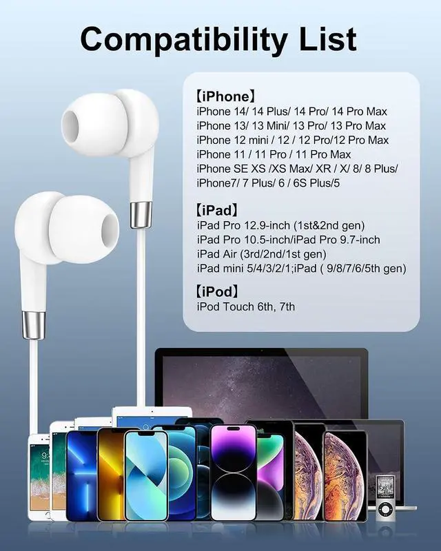 Alt view image 7 of 7 - Lightning Earbuds for Wired Headphones with Microphone for iPhone | MFI Corded Earphones EarPods Audifonos HiFi In-Ear Buds for Gym Commuting iPhone 14 Pro Max 13 12 11 SE2 XS XR X 8 Plus 7 6s