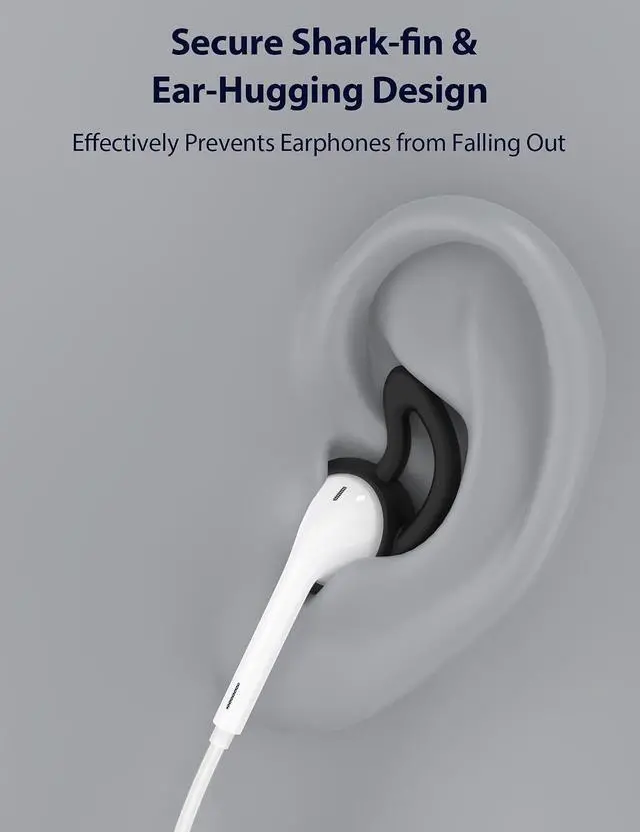 Alt view image 3 of 7 - 2 Pack Silicone Ear Tips for EarPods USB-C/3.5mm/for Lightning Anti-Slip Eartips Grips Soft Lightweight Earbuds Covers Secure Fit Sport Replacement for Running Jogging Gym Workout Black