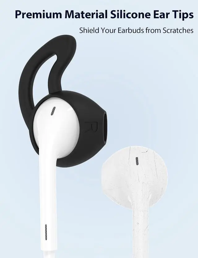 Alt view image 5 of 7 - 2 Pack Silicone Ear Tips for EarPods USB-C/3.5mm/for Lightning Anti-Slip Eartips Grips Soft Lightweight Earbuds Covers Secure Fit Sport Replacement for Running Jogging Gym Workout Black
