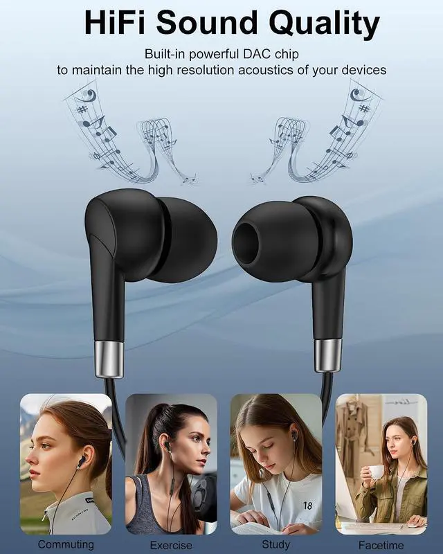 Alt view image 3 of 7 - Lightning Headphones for iPhone Mfi Certified Wired Ear Buds in-Ear | for iPhone 14 Pro Max/14Pro/14Plus/14/13Pro/13 Mini/12/11/SE3/XS/XR/X/8Plus/7 Noise Cancelling Corded Earphones for Ear Pods