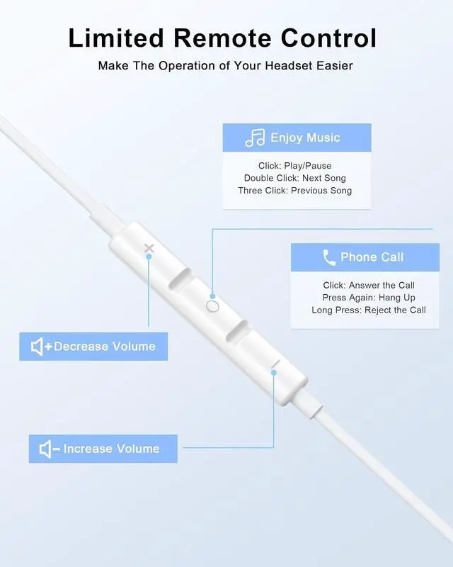 Alt view image 3 of 7 - MFi Certified Wired Earbuds for iPhone Lightning Headphones/Earphones | 2Pack Wired Earbuds with Built-in Mic & Volume Control HiFi Stereo Nosie Reduction Earphones for iPhone 14 13 12 11 XS XR X 8