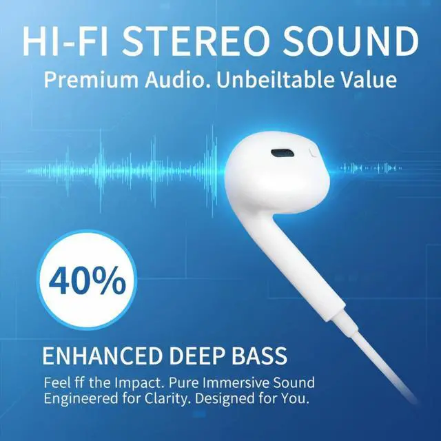 Alt view image 5 of 7 - Lightning Headphones for iPhone Earbuds Wired with Microphone & Volume Control HiFi Stereo Nosie Reduction Earphones for iPhone 14 13 Plus 12 11 Pro Max/XR XS X - 2Packs