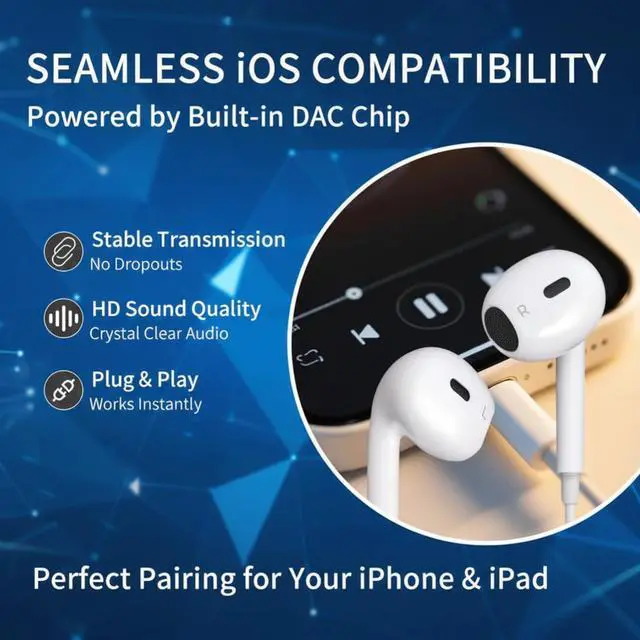 Alt view image 6 of 7 - Lightning Headphones for iPhone Earbuds Wired with Microphone & Volume Control HiFi Stereo Nosie Reduction Earphones for iPhone 14 13 Plus 12 11 Pro Max/XR XS X - 2Packs