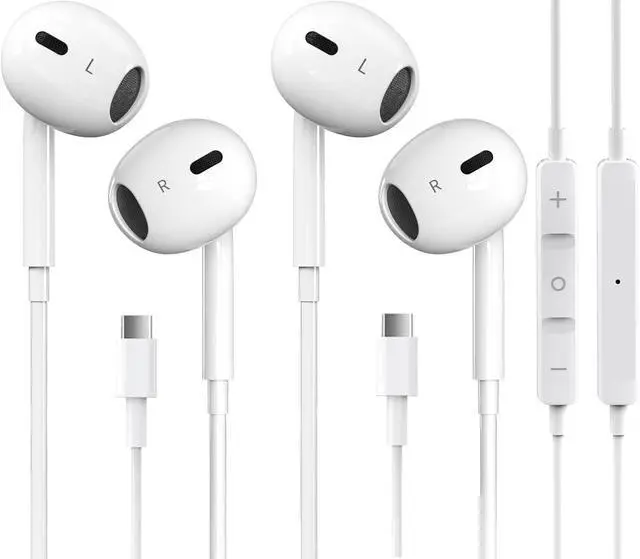 Main image of 2 Packs USB C Headphones Earbuds Wired for iPhone17/16/15 iPad Pro | Built-in Mic Noise Cancelling Volume Control Ultra Clear Call Support for iPhone 17/16/15 Series Android Galaxy Pixel