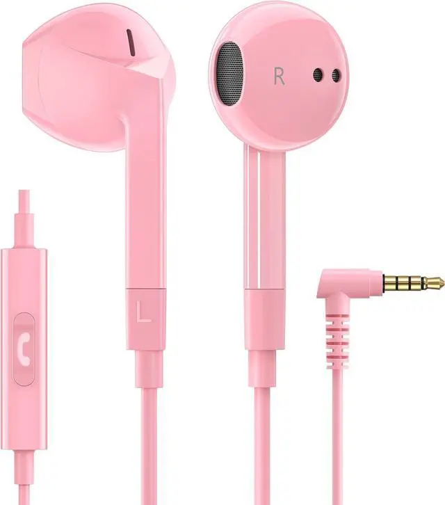 Main image of FEROX Wired Earbuds in-Ear Headphones 5 Year Warranty Earphones with Microphone Noise Isolation Corded for 3.5mm Jack Ear Buds for iPhone Laptop Kids School Students - Pink