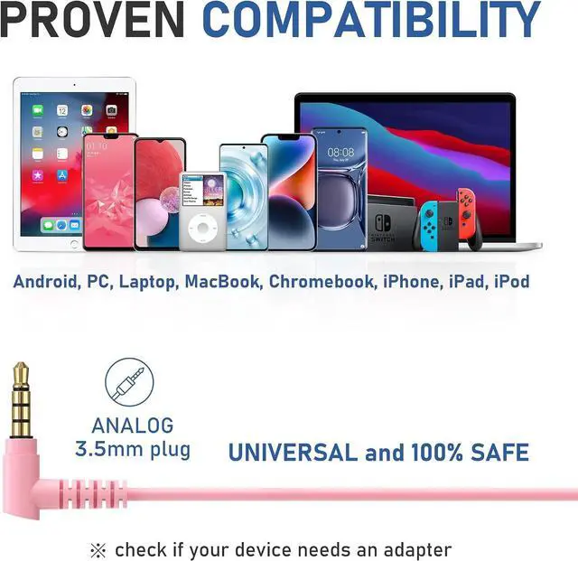 Alt view image 5 of 7 - FEROX Wired Earbuds in-Ear Headphones 5 Year Warranty Earphones with Microphone Noise Isolation Corded for 3.5mm Jack Ear Buds for iPhone Laptop Kids School Students - Pink