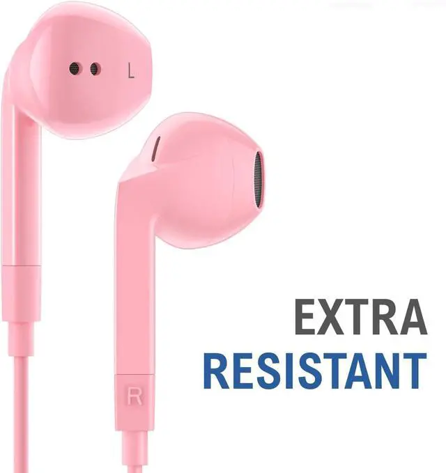 Alt view image 6 of 7 - FEROX Wired Earbuds in-Ear Headphones 5 Year Warranty Earphones with Microphone Noise Isolation Corded for 3.5mm Jack Ear Buds for iPhone Laptop Kids School Students - Pink