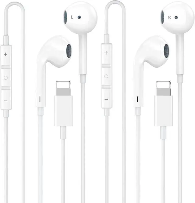 Main image of 2 Pack MFi Certified iPhone Headphones Wired with Lightning Connector | Wired Earbuds/Earphones with Built-in Remote Support Control Music Phone Calls and Volume for iPhone 14 13 12 11 Pro Max