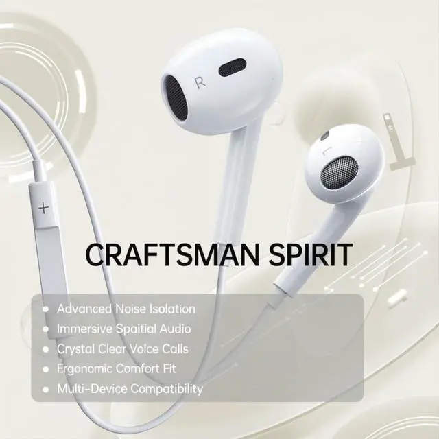 Alt view image 3 of 7 - 2 Pack USB C Headphones Wired Earbuds for iPhone 17 16 15 Pro Max 16e 16 Plus & 15 Plus USBC Ear Buds in-Ear Earphones with Microphone & Volume Control Clear Stereo Sound & Noise Isolation