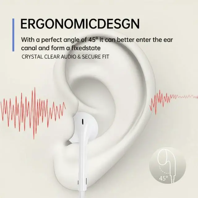 Alt view image 5 of 7 - 2 Pack USB C Headphones Wired Earbuds for iPhone 17 16 15 Pro Max 16e 16 Plus & 15 Plus USBC Ear Buds in-Ear Earphones with Microphone & Volume Control Clear Stereo Sound & Noise Isolation