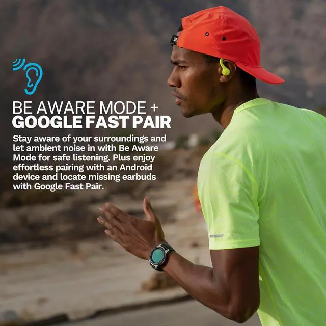 Alt view image 3 of 7 - Go Sport+ True Wireless Workout Earbuds Bluetooth Sport Earbuds Clear Calling Yellow