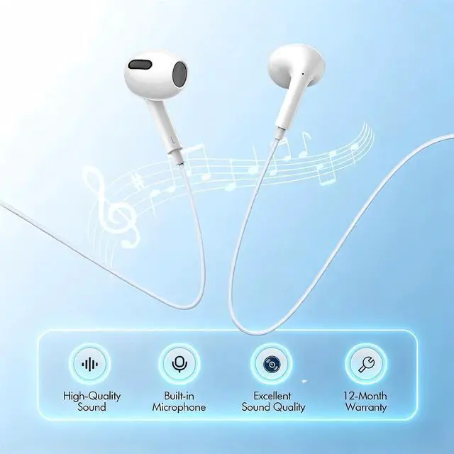 Alt view image 4 of 7 - 2 Packs-for iPhone Headphones Wired Earbuds/Earphones Nosie Reduction Built-in Microphone & Volume Control Headsets Compatible with iPhone 14/13/12/11/XR/XS/X/8/7/SE/Pro/Pro Max