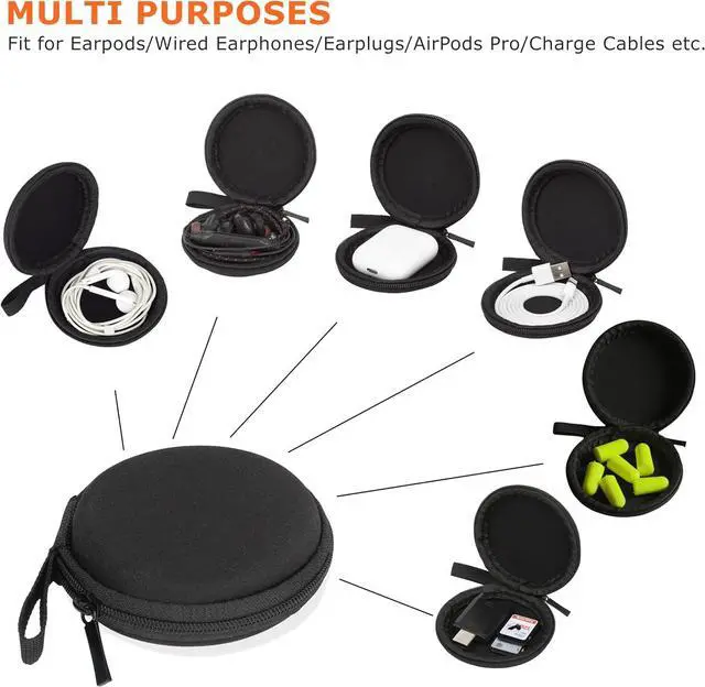Alt view image 4 of 7 - Mini-Portable Hard Shell Earbuds Case for EarPods Headphones USB-C Wired Ear Buds/Skullcandy Jib Wired Earbuds Travel Case for Earphones Earplugs (2 Black)