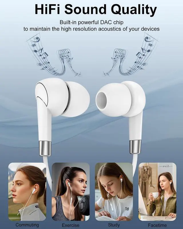 Alt view image 3 of 7 - Lightning Earbuds for Wired Headphones with Microphone for iPhone | MFI Corded Earphones EarPods Audifonos HiFi In-Ear Buds for Gym Commuting iPhone 14 Pro Max 13 12 11 SE2 XS XR X 8 Plus 7 6s