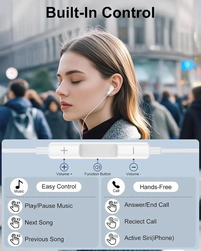 Alt view image 4 of 7 - Lightning Earbuds for Wired Headphones with Microphone for iPhone | MFI Corded Earphones EarPods Audifonos HiFi In-Ear Buds for Gym Commuting iPhone 14 Pro Max 13 12 11 SE2 XS XR X 8 Plus 7 6s