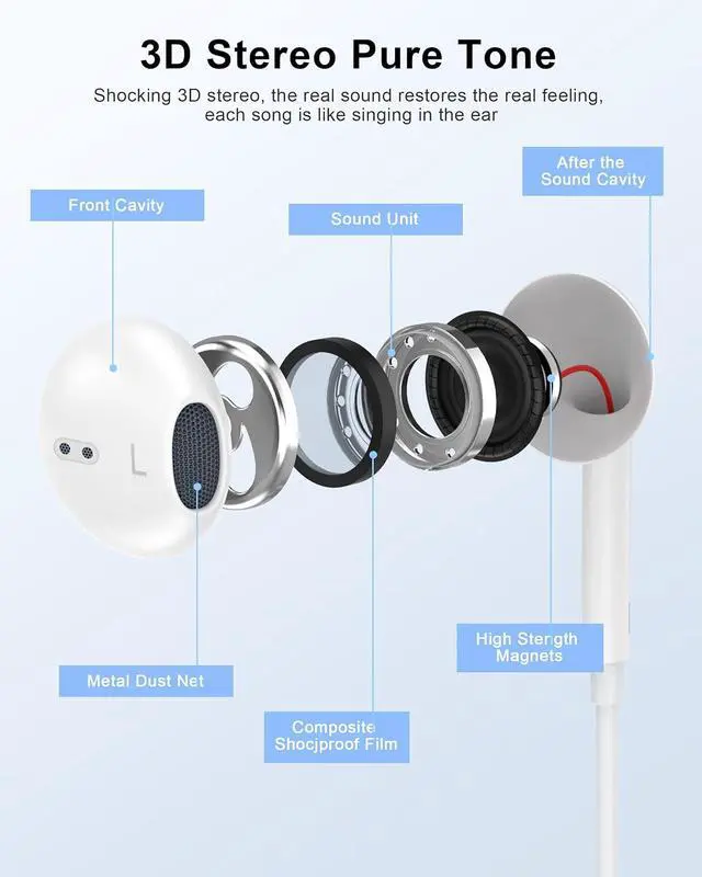 Alt view image 4 of 7 - MFi Certified Wired Earbuds for iPhone Lightning Headphones/Earphones | 2Pack Wired Earbuds with Built-in Mic & Volume Control HiFi Stereo Nosie Reduction Earphones for iPhone 14 13 12 11 XS XR X 8