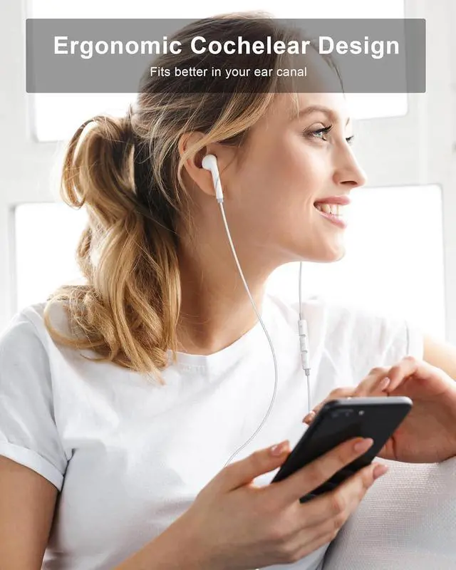 Alt view image 6 of 7 - MFi Certified Wired Earbuds for iPhone Lightning Headphones/Earphones | 2Pack Wired Earbuds with Built-in Mic & Volume Control HiFi Stereo Nosie Reduction Earphones for iPhone 14 13 12 11 XS XR X 8