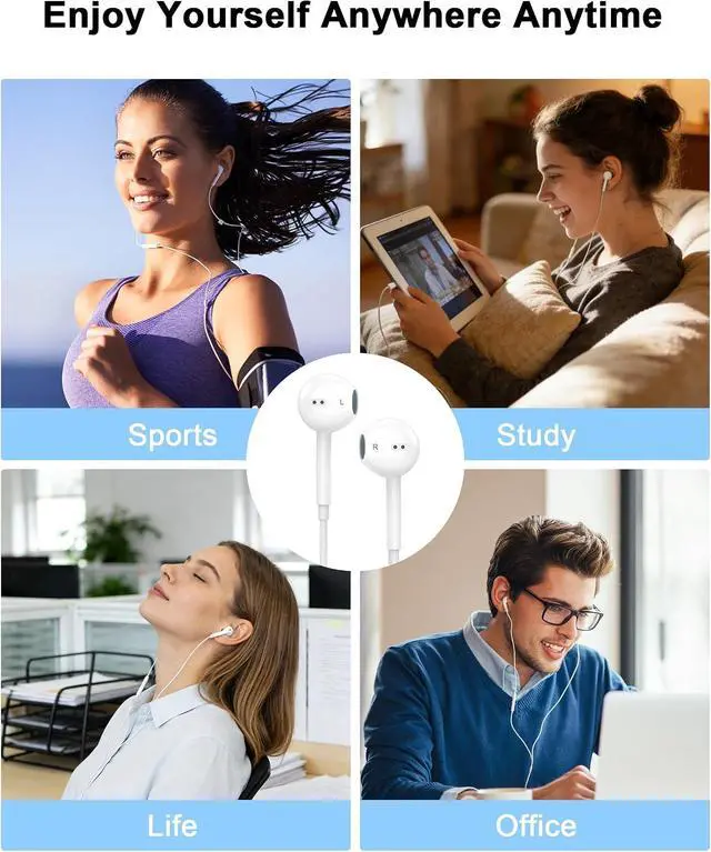 Alt view image 7 of 7 - MFi Certified Wired Earbuds for iPhone Lightning Headphones/Earphones | 2Pack Wired Earbuds with Built-in Mic & Volume Control HiFi Stereo Nosie Reduction Earphones for iPhone 14 13 12 11 XS XR X 8