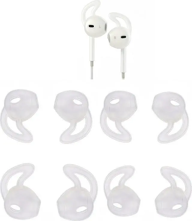 Main image of Ear Gel for iPhone EarPods Anti-Slip Soft Silicone Replacement Earbud Tips 4 Pairs Sport Ear Hooks Covers for iPhone 7/6s/6 Plus/5s/5c/SE Clear Ear Buds Tips for Wired Earphone
