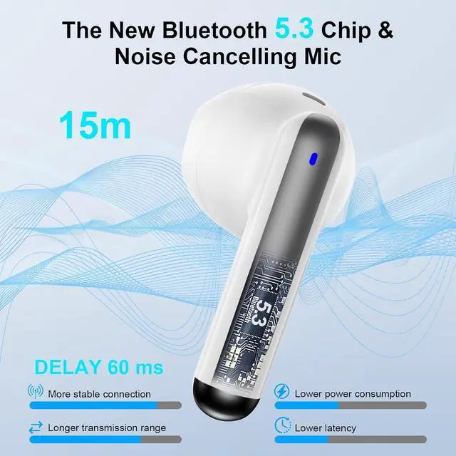 Alt view image 6 of 7 - Wireless Earbuds Bluetooth Ear Buds for iPhone 17 16 Pro Max 16e 16 Plus 16 15 Pro Max 15 V5.3 48H Wireless Headphones with LED Display Charging Case IPX7 Waterproof Earphones for A16 A36 S25