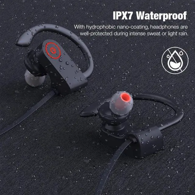 Alt view image 6 of 7 - Bluetooth Wireless Headphones 16H Playtime Earbuds with Mic Stereo in-Ear Earphones IPX7 Waterproof Sports Sound Isolation AI Music Creation Headsets for Running Gym Workout