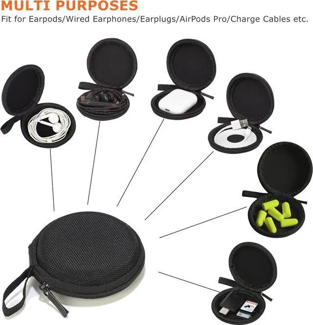 Alt view image 3 of 7 - Mini-Portable Hard Shell Earbuds Case for EarPods Headphones USB-C Wired Ear Buds/Skullcandy Jib Wired Earbuds Travel Case for Earphones Earplugs (1 Black-Double Strand)