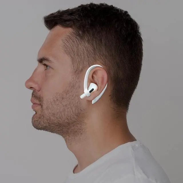 Alt view image 2 of 6 - 2 Pairs AirPods Ear Hooks for 2 Pro 4 3 2 & 1 - Upgraded Anti Slip Sports Clip Hooks - White