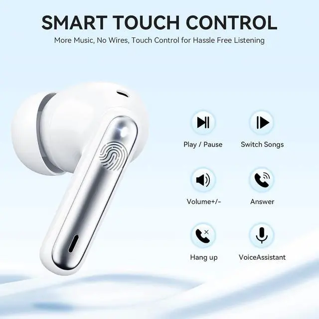 Alt view image 6 of 7 - Wireless Earbuds Bluetooth 5.3 Headphones 40Hrs Playtime Deep Bass Stereo in-Ear Earbud LED Power Display Call Noise Canceling Headphones with Mic IP7 Waterproof Earphones for iPhone Android