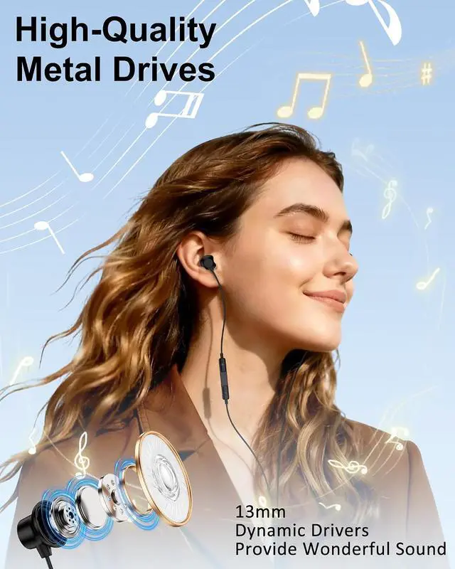 Alt view image 2 of 7 - Wired Earbuds 3.5mm Jack Headphones Wired in-Ear Earphones with Mic | Noise Cancelling Corded for 3.5mm Aux Earpods Ear Buds for iPhone/iPad/iPod/Android/Kindle/Laptop/MP3/MP4/Switch/PS5