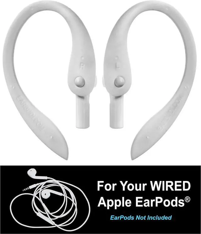 Main image of Ear Hooks Compatible with EarPods | Adjustable Rubber Ear Loops Compatible to Keep EarPods in Place During Activity | Made for Wired Earbuds | Cool Grey