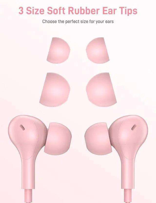 Alt view image 5 of 7 - for MFi-Certified Headphones for Lightning Wired Earbuds Magnetic Ear Buds with HiFi Bass 3 Ear Tips Mic Corded Earphones for Gym Commuting for iPhone 14 Plus 13 12 11 Pro Max Pink