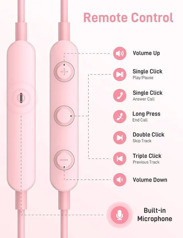 Alt view image 7 of 7 - for MFi-Certified Headphones for Lightning Wired Earbuds Magnetic Ear Buds with HiFi Bass 3 Ear Tips Mic Corded Earphones for Gym Commuting for iPhone 14 Plus 13 12 11 Pro Max Pink