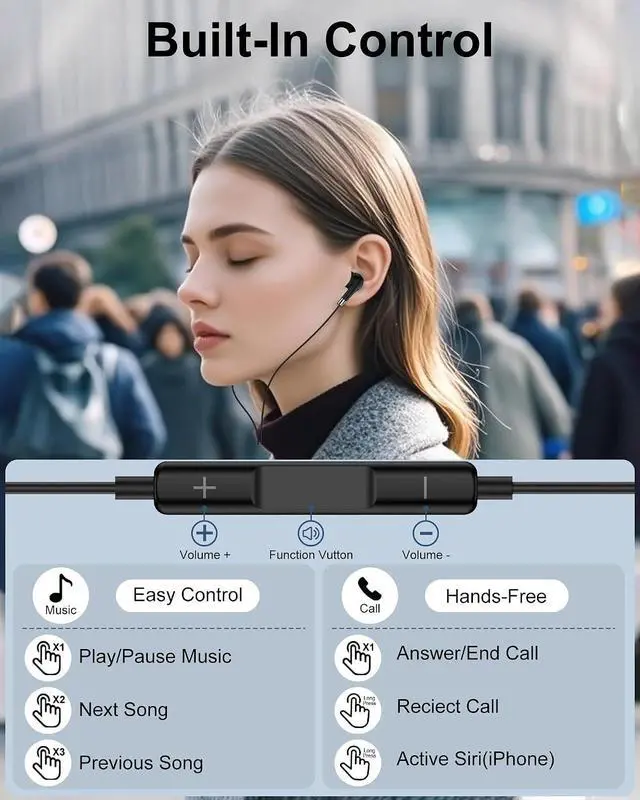 Alt view image 4 of 7 - Type C Headphones Wired Earbuds for Galaxy A57 A37 A16 S26Ultra S25 | USB-C Wired Earbuds in-Ear Earphones with Microphone & Noise Cancelling Earpods USB C Buds for Galaxy Z Flip7 Fold7 iPhone 17