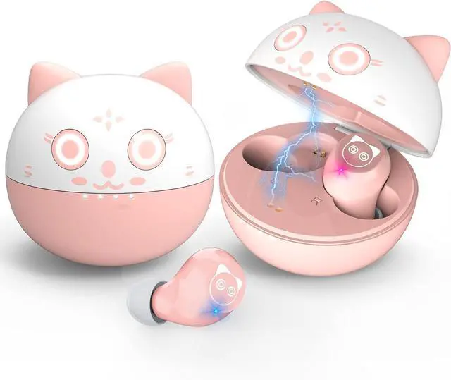 Main image of Bluetooth Kids Earbuds Pink Wireless Earbuds for Girls and School Classroom Earpods Small Ears Headphone Earphones earpods in-Ear Headset Suitable to use with Microphone.