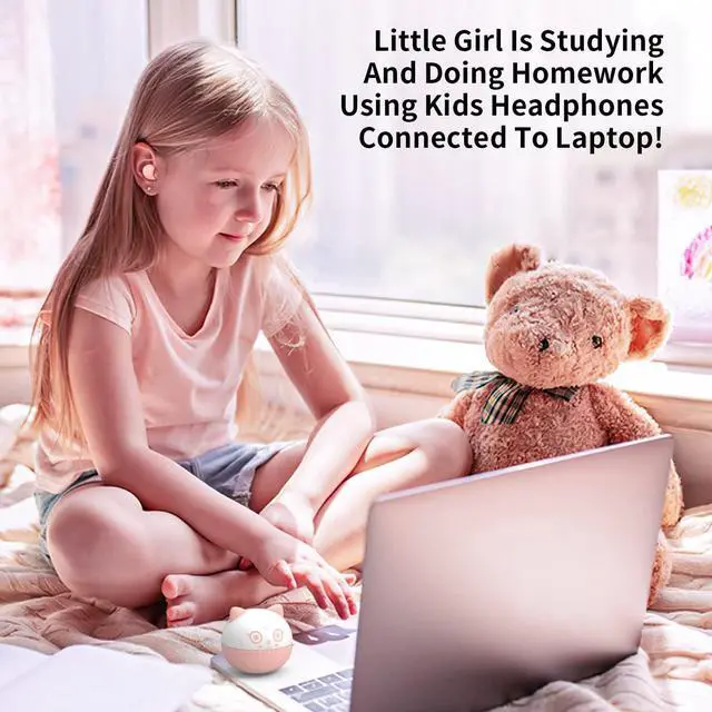 Alt view image 3 of 7 - Bluetooth Kids Earbuds Pink Wireless Earbuds for Girls and School Classroom Earpods Small Ears Headphone Earphones earpods in-Ear Headset Suitable to use with Microphone.