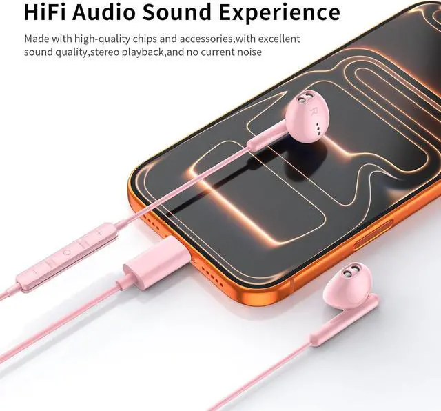 Alt view image 4 of 7 - USB C Headphones for iPhone 17 16 15 Pro Max Plus iPad Pro USB C Earphones with Microphone Volume Control USB C Wired Earbuds USB Type C Earphone for Google Pixel 8 Galaxy S26 S25 S24 S23 S22 S21 A55