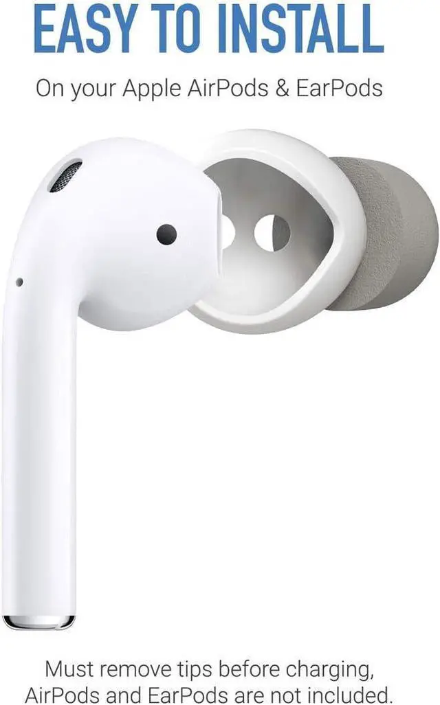 Alt view image 3 of 7 - Comply SoftCONNECT | Foam Replacement Earbud Tips for AirPods 1 & 2 Earpods Most Generic Models of Comparable Size | Gray Large
