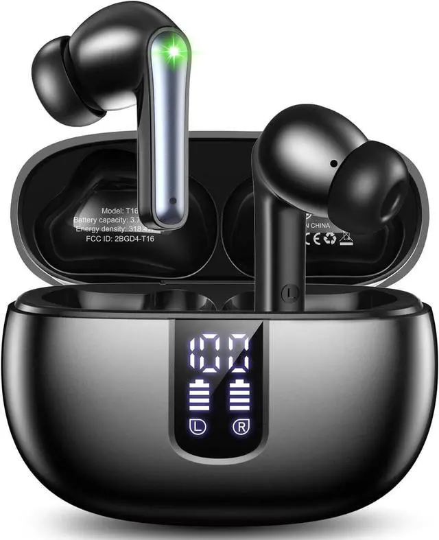 Main image of Ear Buds Wireless Earbuds - Bluetooth 5.3 Headphones (48H Playback) Built in Mic with LED Display Charging Case IP7 Waterproof Earphone for iPhone Andriod Phones Laptop Sports Workout-Black
