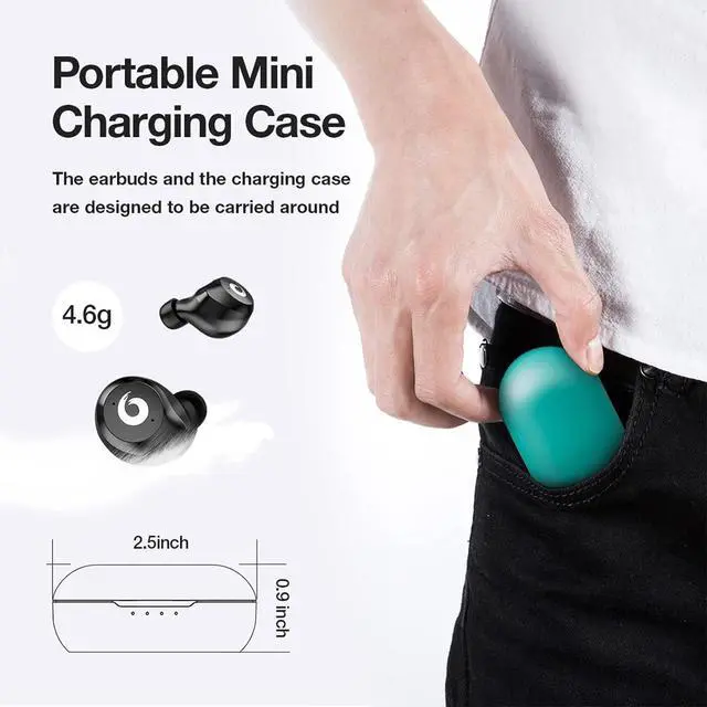 Alt view image 6 of 6 - X9 Wireless Earbuds Bluetooth 5.3 Headphones Waterproof Stereo Earphones in Ear Touch Control with Microphone Headset with Deep Bass for Sport Gaming and Running (Green-Gray)