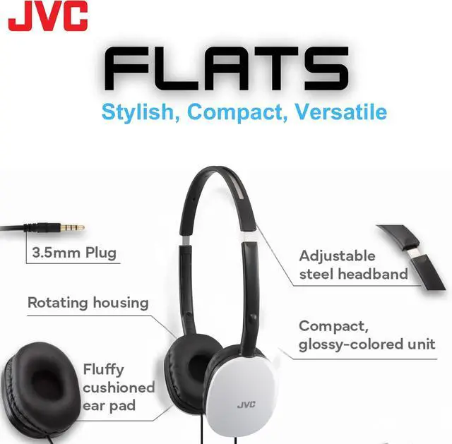 Alt view image 2 of 6 - Flats On-Ear Wired Headphones - Flat Foldable Design - 30mm Driver for Powerful Sound - Soft Ear-Pads for Comfort Steel Headband - Lightweight & Portable - PC/Laptop/Gaming - 3.5mm Slim Plug