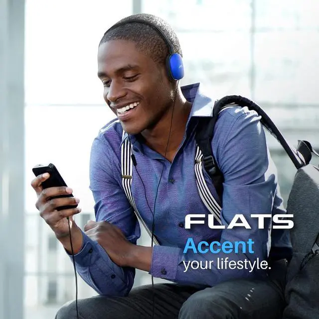 Alt view image 3 of 6 - Flats On-Ear Wired Headphones - Flat Foldable Design - 30mm Driver for Powerful Sound - Soft Ear-Pads for Comfort Steel Headband - Lightweight & Portable - PC/Laptop/Gaming - 3.5mm Slim Plug