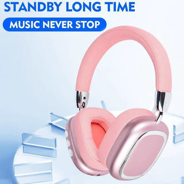 Alt view image 6 of 7 - New Wireless Headset Hifi Clear Call Comfortable Fit With Head Foldable Rotatable Stretchable. Compatible with Mobile Phones Computers MP3 and Other Devices. Wireless Headphones (Pink)