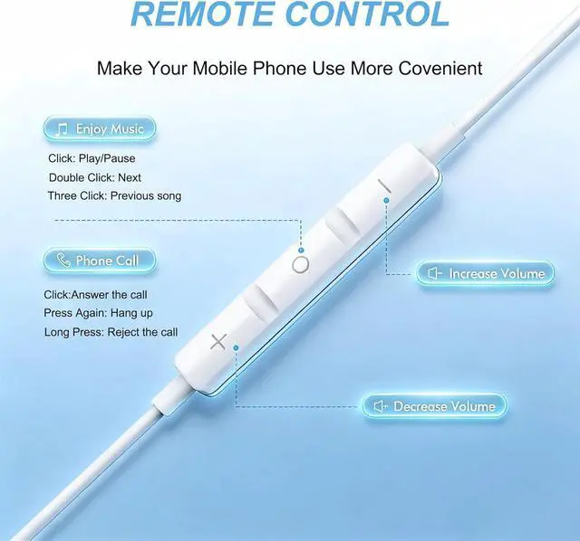 Alt view image 2 of 7 - 2 Packs-for iPhone Headphones Wired Earbuds/Earphones Nosie Reduction Built-in Microphone & Volume Control Headsets Compatible with iPhone 14/13/12/11/XR/XS/X/8/7/SE/Pro/Pro Max