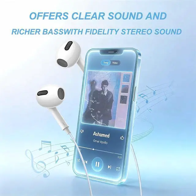 Alt view image 5 of 7 - 2 Packs-for iPhone Headphones Wired Earbuds/Earphones Nosie Reduction Built-in Microphone & Volume Control Headsets Compatible with iPhone 14/13/12/11/XR/XS/X/8/7/SE/Pro/Pro Max