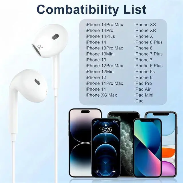Alt view image 7 of 7 - 2 Packs-for iPhone Headphones Wired Earbuds/Earphones Nosie Reduction Built-in Microphone & Volume Control Headsets Compatible with iPhone 14/13/12/11/XR/XS/X/8/7/SE/Pro/Pro Max