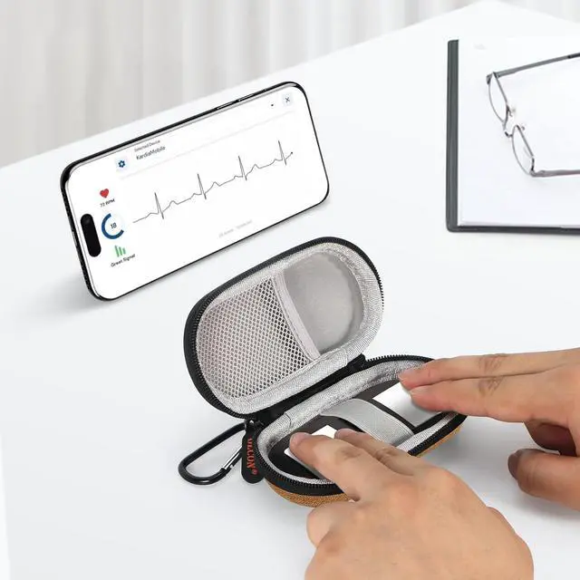 Alt view image 7 of 7 - Earth-Yellow Small Carrying Case for Wired Earbuds Kardiamobile EKG Monitor 6L/ 1L Earphones Cable - Mini Travel Case Zipper Pouch for Wireless Earbuds Galaxy Buds Jlab Ear Buds Earpods Airpods